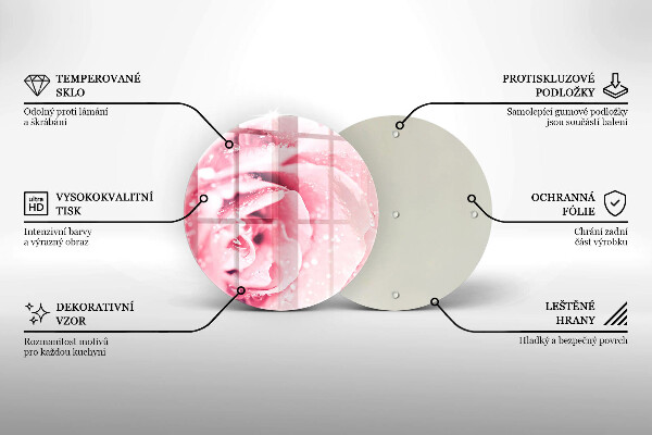 Deska kuchenna szklana Krople rosy i kwiat róży