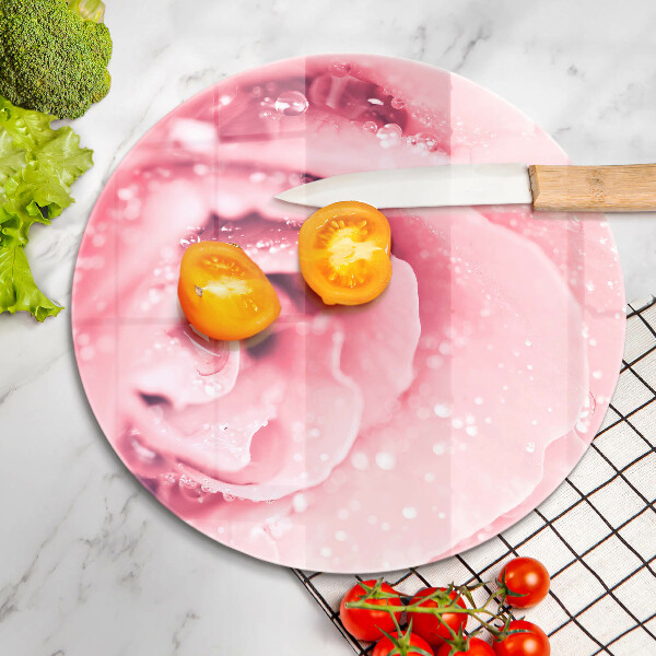 Deska kuchenna szklana Krople rosy i kwiat róży