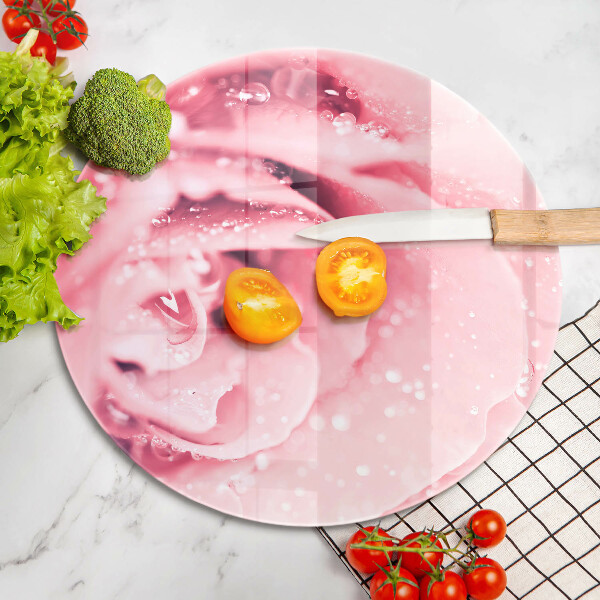 Deska kuchenna szklana Krople rosy i kwiat róży