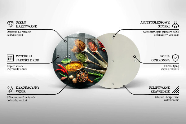 Deska kuchenna szklana Kuchenne łyżki przyprawy