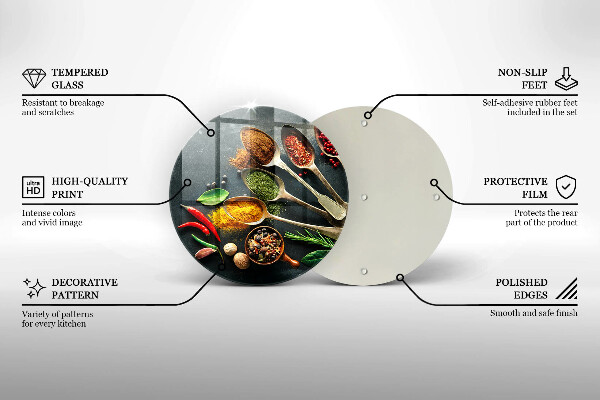 Deska kuchenna szklana Kuchenne łyżki przyprawy