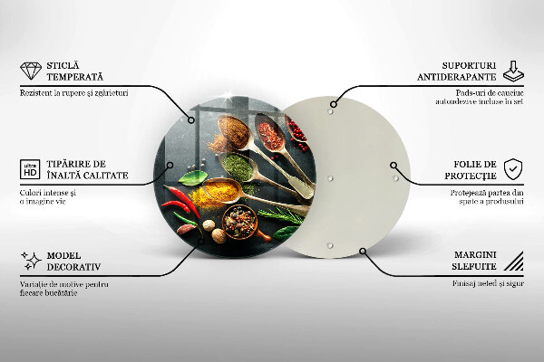 Deska kuchenna szklana Kuchenne łyżki przyprawy