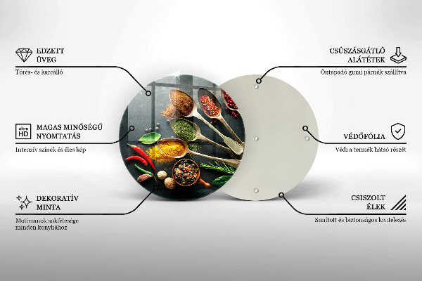 Deska kuchenna szklana Kuchenne łyżki przyprawy