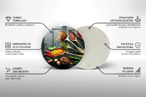 Deska kuchenna szklana Kuchenne łyżki przyprawy