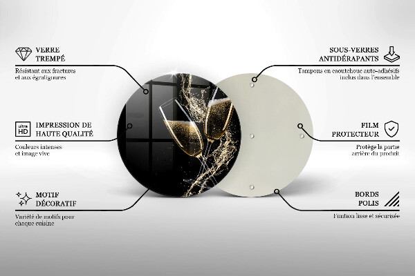Deska kuchenna szklana Kieliszki szampana
