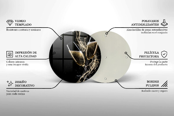 Deska kuchenna szklana Kieliszki szampana