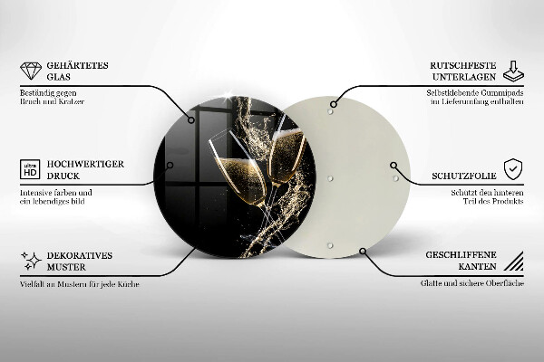 Deska kuchenna szklana Kieliszki szampana