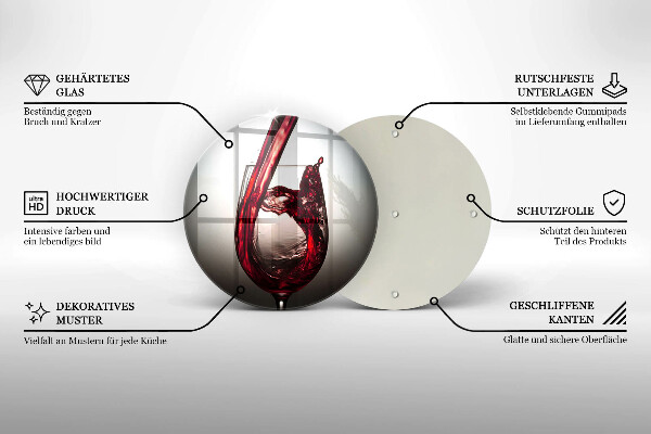 Deska kuchenna szklana Kieliszek i czerwone wino
