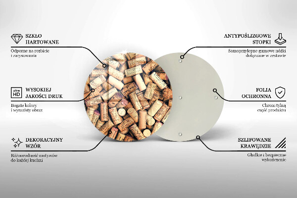 Deska kuchenna szklana Korki wina wzór