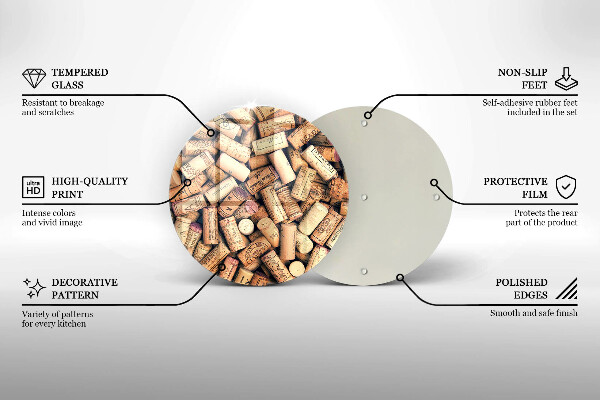 Deska kuchenna szklana Korki wina wzór