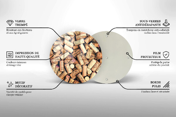 Deska kuchenna szklana Korki wina wzór
