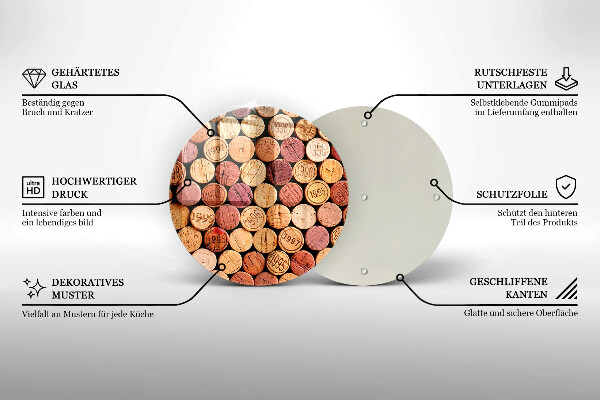 Deska kuchenna szklana Wzór korki wina