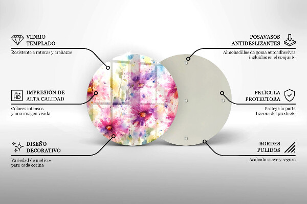 Deska kuchenna szklana Namalowane kwiaty