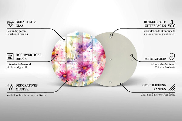 Deska kuchenna szklana Namalowane kwiaty