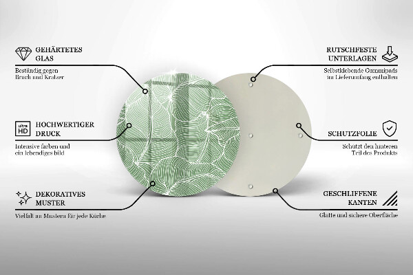 Deska kuchenna szklana Linearne liście