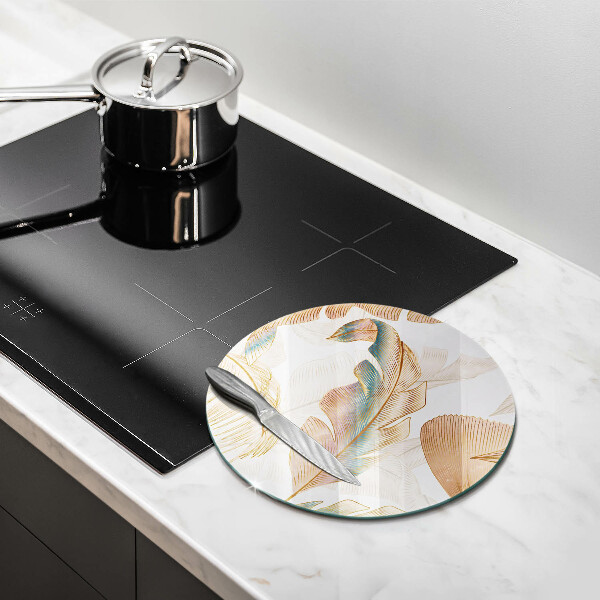 Deska kuchenna szklana Boho pióra i liście