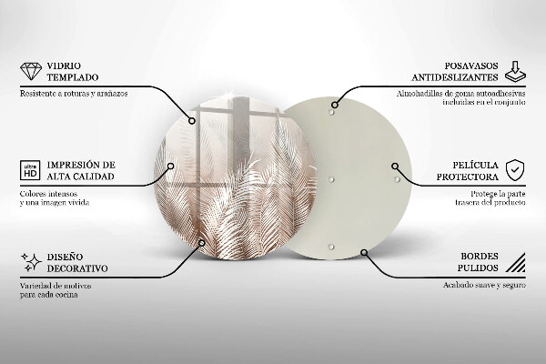 Deska kuchenna szklana Roślinność boho liście
