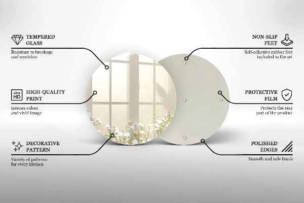 Deska kuchenna szklana Gipsówka boho kwiaty