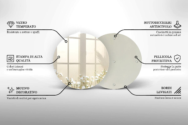 Deska kuchenna szklana Gipsówka boho kwiaty