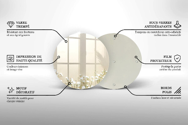 Deska kuchenna szklana Gipsówka boho kwiaty