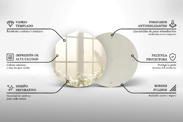 Deska kuchenna szklana Gipsówka boho kwiaty