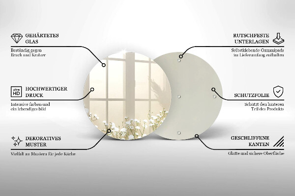 Deska kuchenna szklana Gipsówka boho kwiaty