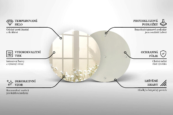 Deska kuchenna szklana Gipsówka boho kwiaty