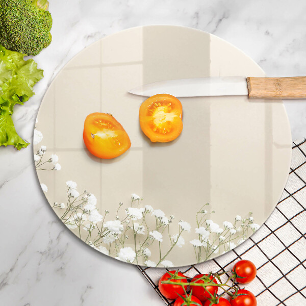 Deska kuchenna szklana Gipsówka boho kwiaty