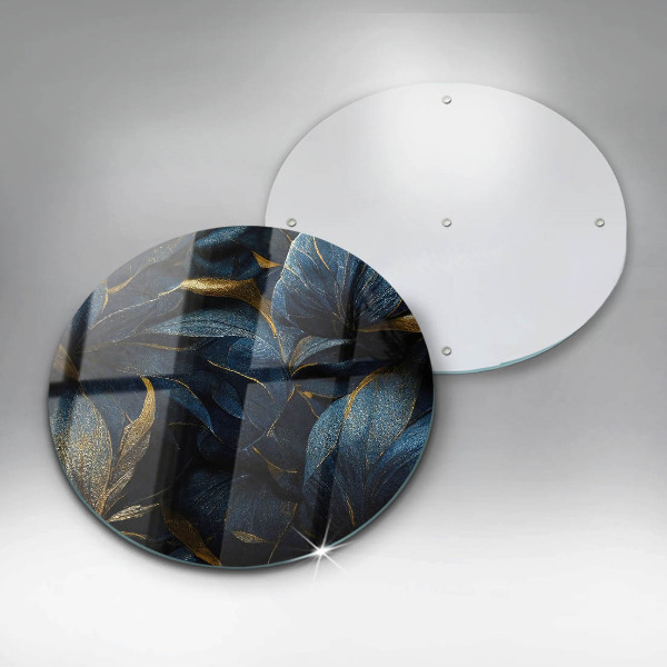 Deska kuchenna szklana Ozdobne liście ze złotem