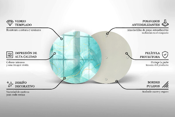 Deska kuchenna szklana Błękitno-złota abstrakcja