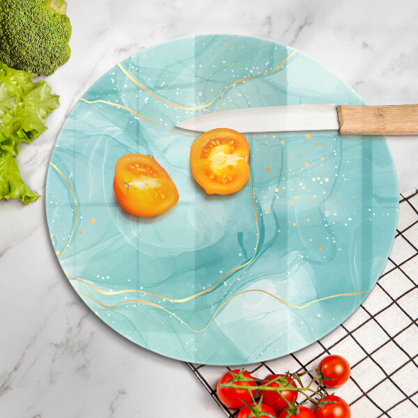 Deska kuchenna szklana Błękitno-złota abstrakcja