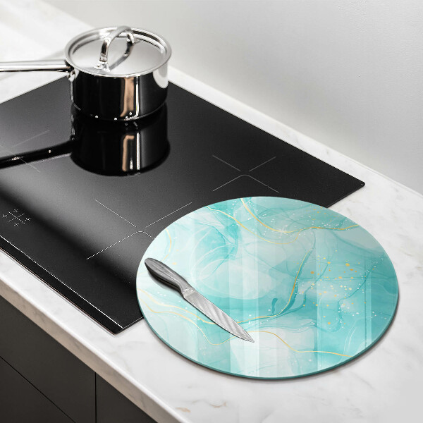 Deska kuchenna szklana Błękitno-złota abstrakcja