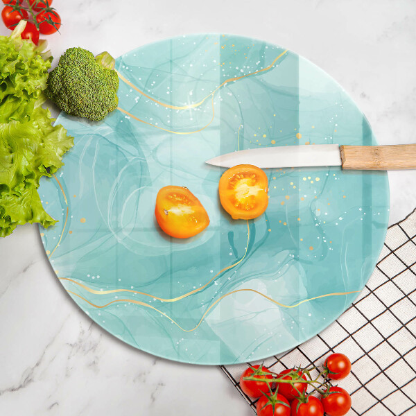 Deska kuchenna szklana Błękitno-złota abstrakcja