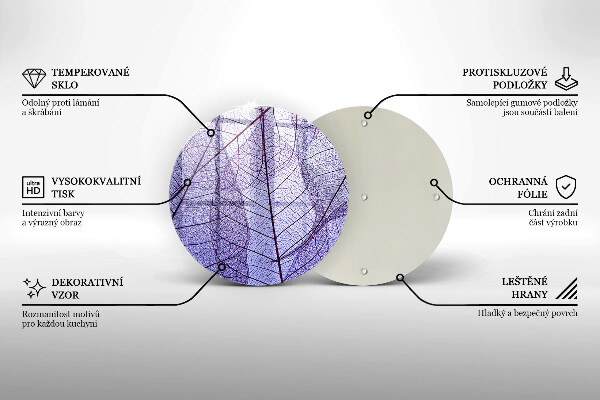 Deska kuchenna szklana Liście z żyłkami
