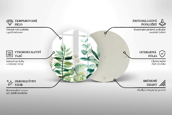 Deska kuchenna szklana Ilustracja liście rośliny
