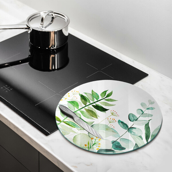 Deska kuchenna szklana Ilustracja liście rośliny