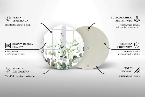 Deska kuchenna szklana Akwarelowe rośliny