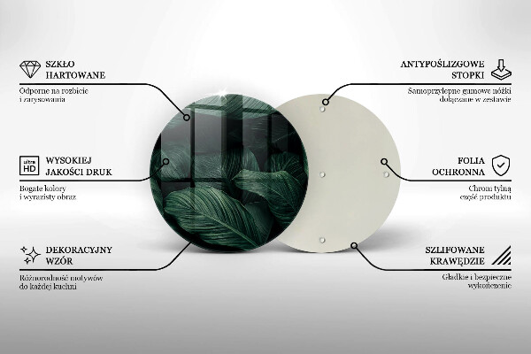 Deska kuchenna szklana Ciemne liście