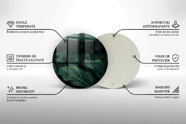 Deska kuchenna szklana Ciemne liście