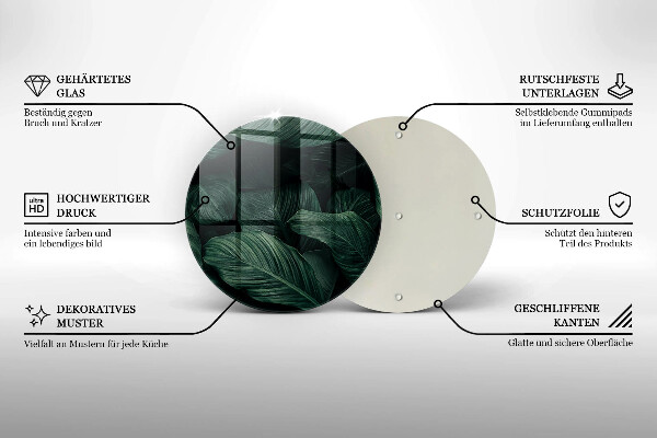 Deska kuchenna szklana Ciemne liście