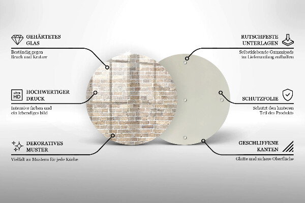 Deska kuchenna szklana Ściana jasne cegły