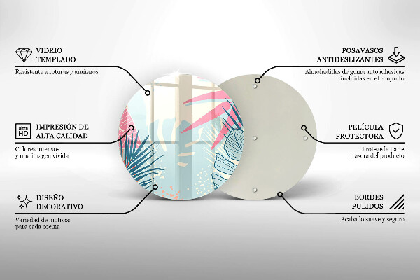 Deska kuchenna szklana Pastelowe liście