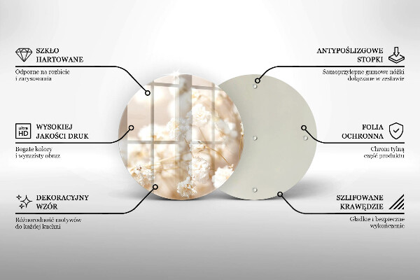 Deska kuchenna szklana Delikatne białe kwiaty