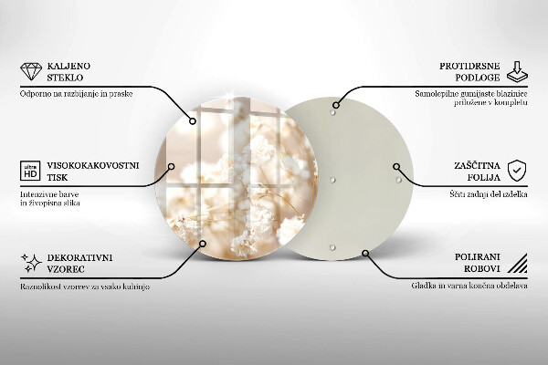 Deska kuchenna szklana Delikatne białe kwiaty