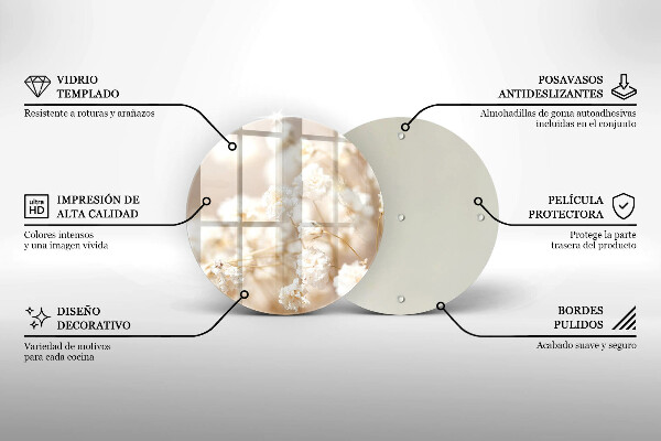 Deska kuchenna szklana Delikatne białe kwiaty