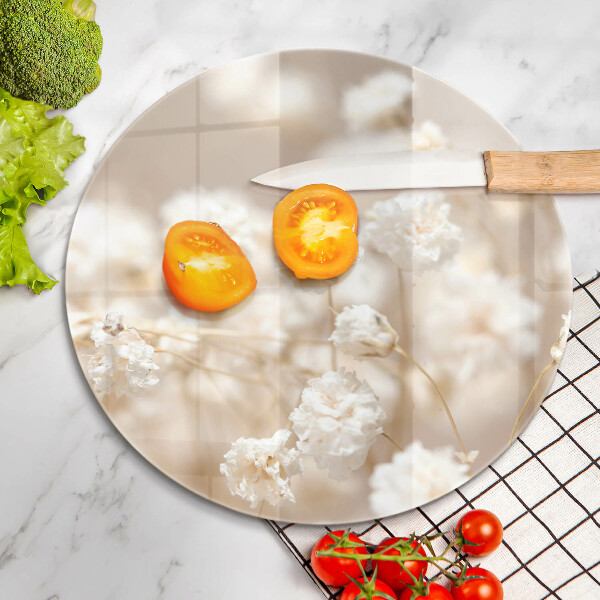 Deska kuchenna szklana Delikatne białe kwiaty