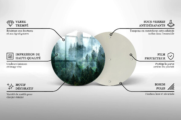 Deska kuchenna szklana Las we mgle