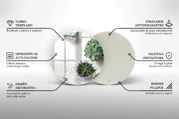 Deska kuchenna szklana Sukulenty na betonie