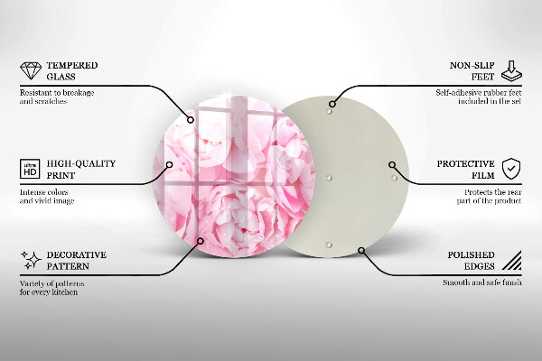 Deska kuchenna szklana Delikatne piwonie