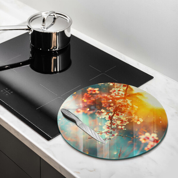 Deska kuchenna szklana Kwiaty jabłoni w słońcu